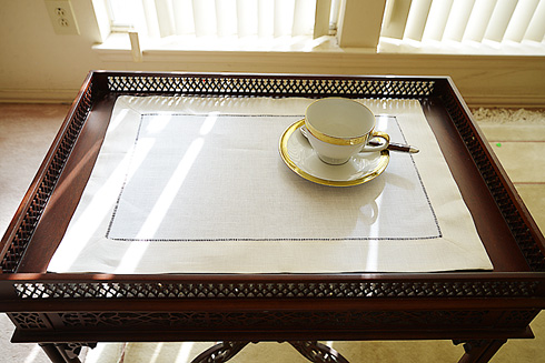 White Hemstitch Placemat 14"x20" with Winter White color Border.